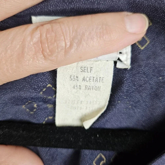 Vintage‎ J.B.S. Ltd Blue Patterned 3/4 Sleeve Tunic Button Front Womens Size 14P - Picture 7 of 11